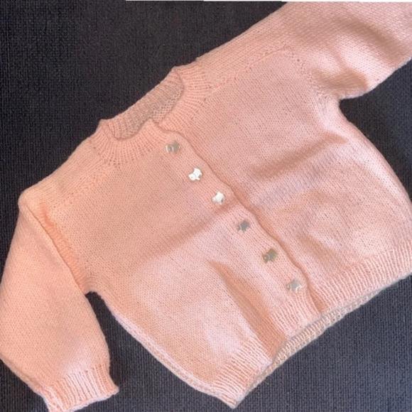 Other - Pink hand knit sweater with dog buttons​